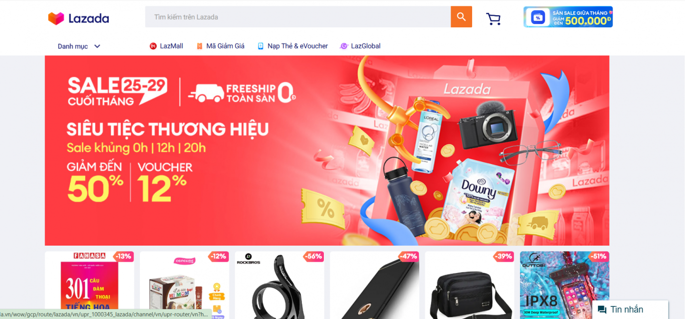 Giao diện Lazada