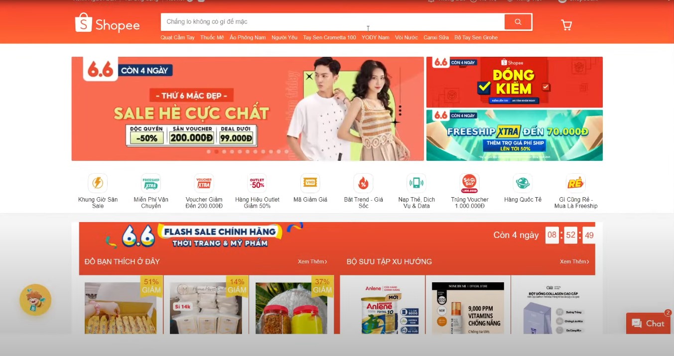 Giao diện Shopee